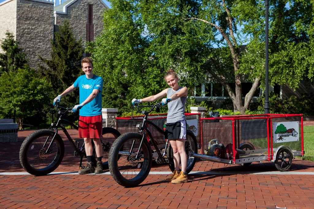 A Groundskeeping Bicycle Trailer with Side Panels