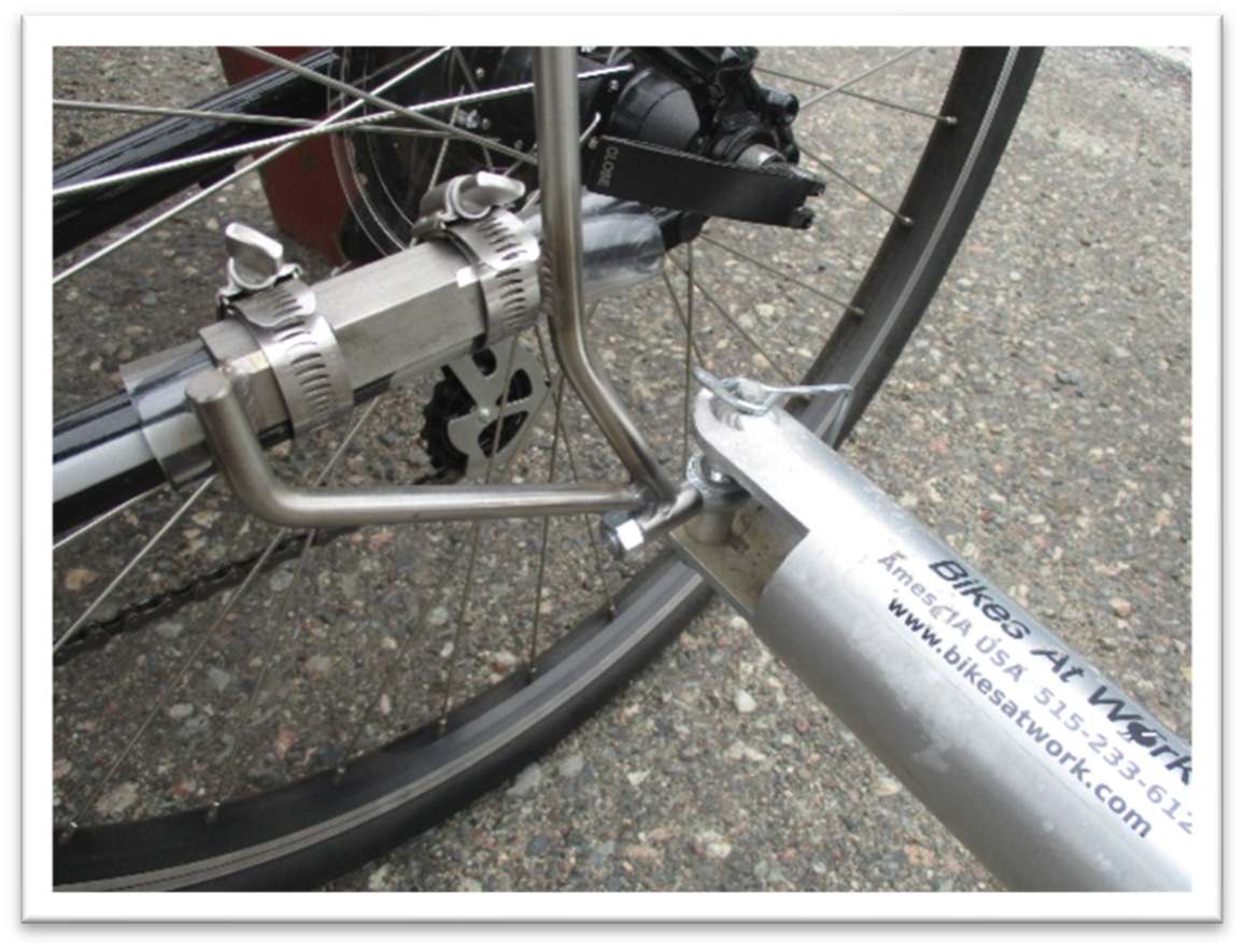 trailer hitch and towbar connected with hitch pin inserted from the bottom