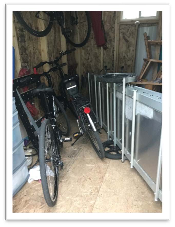 trailer stored in shed on its side to save space