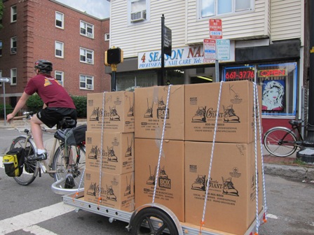 Gentle Giant moving boxes on Bikes At Work 64AW bicycle trailer