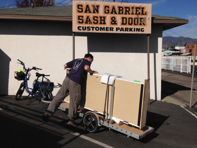 carrying a new door on a 96A bike trailer