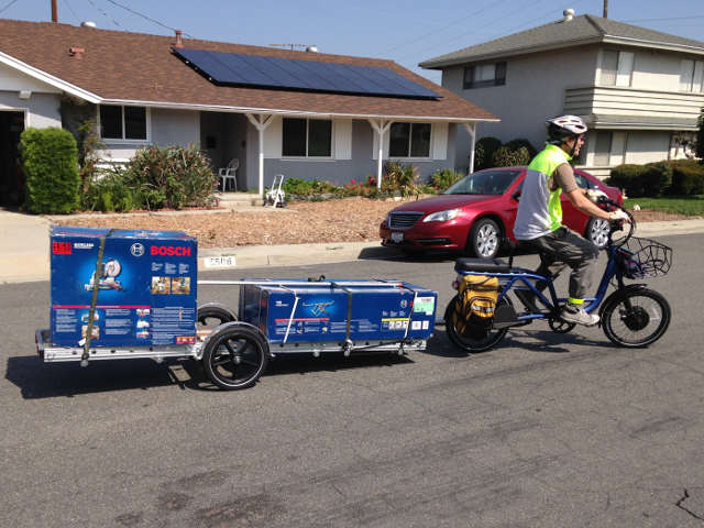 carrying power tools on a 96A bike trailer
