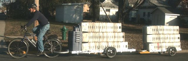 carrying 100+ mail tubs on two B@W trailers