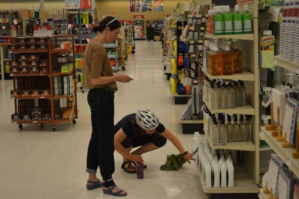 pair of shoppers inside a store