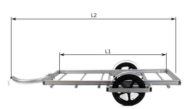 side view of model 64B trailer showing L1 and L2 dimensions