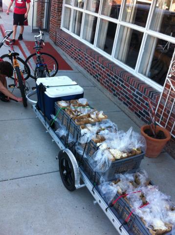 Carrying loaves of bread on a 96A trailer