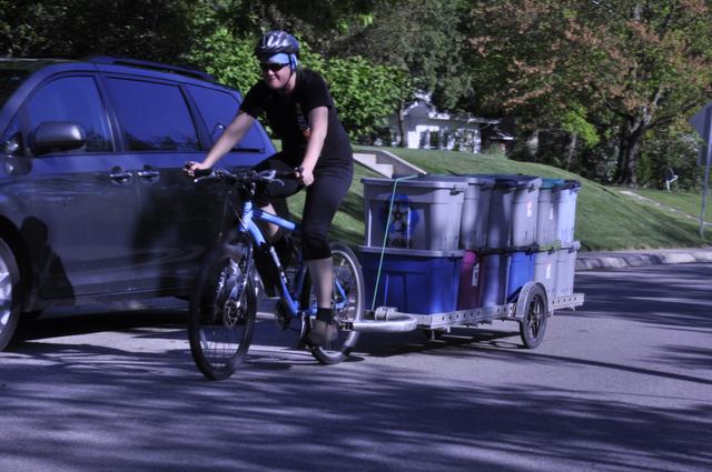 Cycles Recycling out picking up recycling bins Cycles Recycling out picking up recycling bins