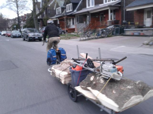 Dennis Hale carrying slabs of wood and his portable mill on his 96A (sans fenders!) Dennis Hale carrying slabs of wood and his portable mill on his 96A (sans fenders!)