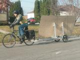 carrying 4x8 plywood vertically on bike trailer using plywood rack