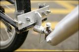 Xtracycle rear bicycle trailer hitch, shown with right angle adapter on towbar